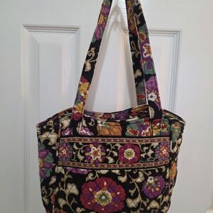 Vera Bradley Black and Purple Floral Shoulder Bag